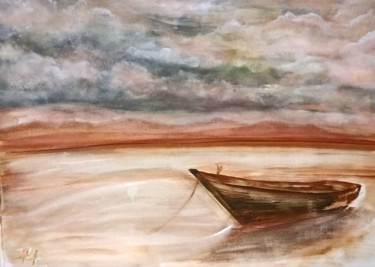绘画 标题为“Boat landscape” 由Andrew Gotsopoulos, 原创艺术品, 丙烯