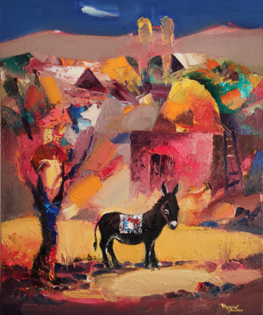 绘画 标题为“My village (50x60cm…” 由Hayk Miqayelyan, 原创艺术品, 油 安装在木质担架架上