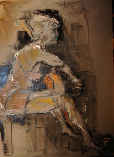 Painting titled "Gammes" by Thierry Faure, Original Artwork, Oil Mounted on Wood Stretcher frame