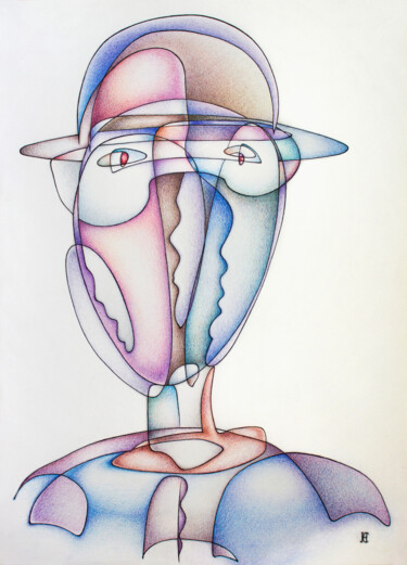 Observer Tekening getiteld "Observer" door Nikolay Starostenko, Origineel Kunstwerk, Conté