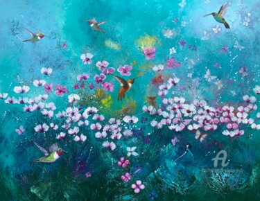 绘画 标题为“Wishing On A Breeze” 由Laure Bury, 原创艺术品, 油 安装在木质担架架上