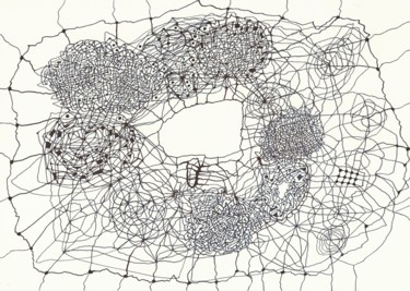 Drawing titled "Сomposition 2037" by Aleksandr Glukhov, Original Artwork, Ink