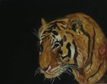 Painting titled "FELIN - Aquarelle o…" by Eliane Morvan (CREADELI  "les petits bonheurs d'Eli"), Original Artwork, Watercolor