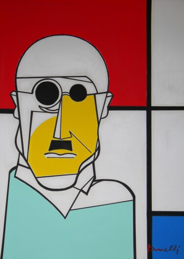 Painting titled "Portrat von Piet Mo…" by Gabriele Donelli, Original Artwork, Acrylic