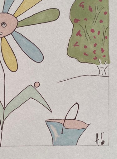 图画 标题为“Mme pétunia” 由Sophie Agogué, 原创艺术品, 标记