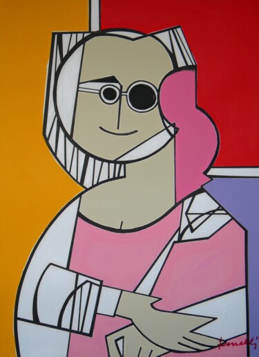 Painting titled "Portrat von Mona Li…" by Gabriele Donelli, Original Artwork, Acrylic