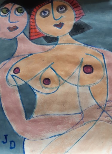 Malerei mit dem Titel "Telle Mère Telle Fi…" von Jacques Desvaux (JD), Original-Kunstwerk, Acryl