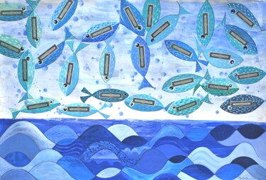 Painting titled "Fuera del Agua" by José Luis Montes, Original Artwork, Oil Mounted on Wood Panel