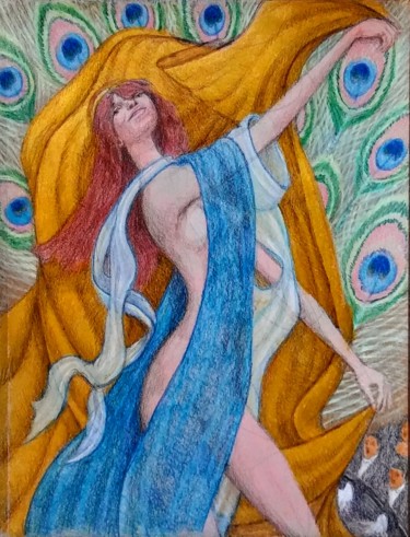 Dessin intitulée "Isadora Duncan" par Edwin Loftus, Œuvre d'art originale, Pastel Monté sur Autre panneau rigide