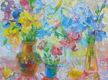 Malerei mit dem Titel "spring flowers" von Irina Kindritska, Original-Kunstwerk, Öl