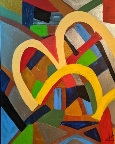Peinture intitulée "Patchwork couleurs…" par Noëlle Matip, Œuvre d'art originale, Acrylique