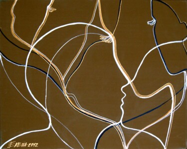RELATIONS- original painting, office art, wall decor, home 「RELATIONS- original…」というタイトルの絵画 Elena Ilinaによって, オリジナルのアートワーク, マーカー