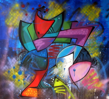 Peinture intitulée "Fish 7" par Saname, Œuvre d'art originale, Bombe aérosol