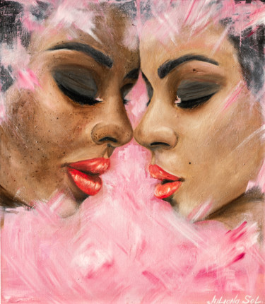 绘画 标题为“Red lipstick” 由Juliana Sol, 原创艺术品, 油 安装在木质担架架上