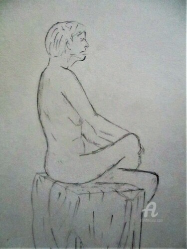 Daphné pensive Drawing titled "Daphné pensive" by Roberto Urbano, Original Artwork, Pencil