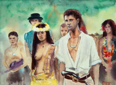Bounty. Still from the film. Watercolor painting with heroes Painting titled "Bounty. Still from…" by Viktoriia Gaman, Original Artwork, Watercolor