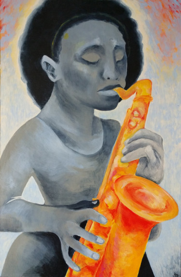 The Musician 绘画 标题为“The Musician” 由Oberlin The Artist, 原创艺术品, 丙烯