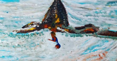 「The healing Rock」というタイトルの絵画 Topo Mposa Bwによって, オリジナルのアートワーク, アクリル