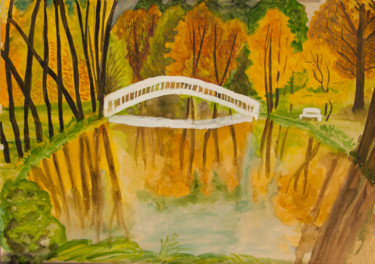 "Autumn landscape wi…" başlıklı Tablo Irina Afonskaya tarafından, Orijinal sanat, Suluboya