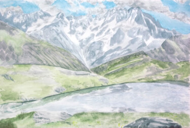 Aquarelle originale et unique, intitulée: Lac Lauzon Peinture intitulée "Aquarelle originale…" par Isabelle Redonnet, Œuvre d'art originale, Aquarelle