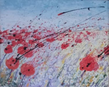 绘画 标题为“Poppies” 由Marat Japarov, 原创艺术品, 油 安装在木质担架架上