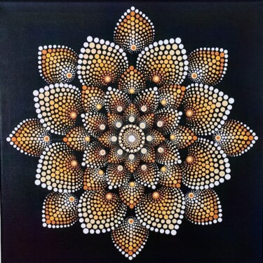 绘画 标题为“Yellow Mandala” 由Dalila Martins, 原创艺术品, 丙烯
