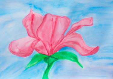 제목이 "Pink magnolia on bl…"인 미술작품 Irina Afonskaya로, 원작, 수채화