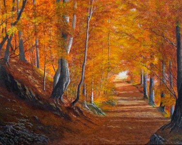 Peinture intitulée "Futaie en feu" par Patrick Egger, Œuvre d'art originale, Acrylique Monté sur Châssis en bois