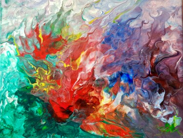 Peinture intitulée "Couleur du feu" par Nelly Coudoux, Œuvre d'art originale, Acrylique