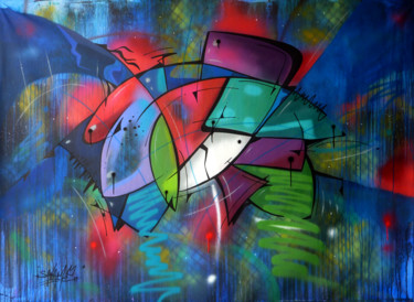 Peinture intitulée "Fish 8" par Saname, Œuvre d'art originale, Bombe aérosol