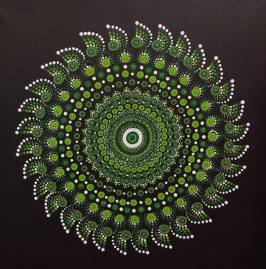 绘画 标题为“Green Mandala” 由Dalila Martins, 原创艺术品, 丙烯