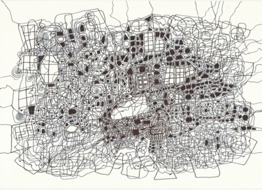Drawing titled "Сomposition 2046" by Aleksandr Glukhov, Original Artwork, Ink