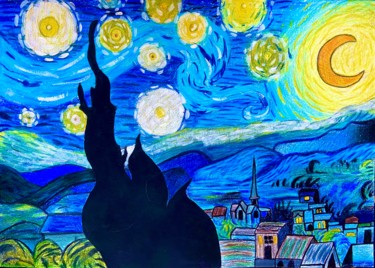 Nuit étoilée 🌌 🌟 de Van Gogh à la Evangelina 图画 标题为“Nuit étoilée 🌌 🌟 d…” 由Evangelina, 原创艺术品, 铅笔