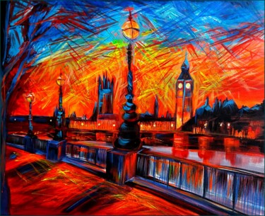 绘画 标题为“Good Evening London” 由Ibolya Való, 原创艺术品, 丙烯 安装在木质担架架上