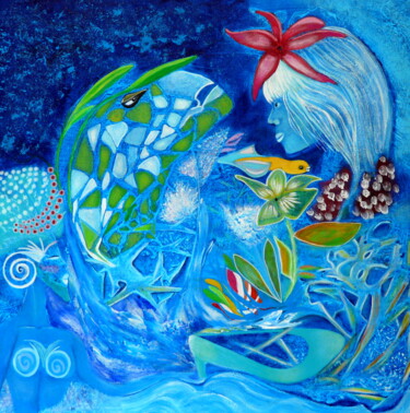 Malerei mit dem Titel "Der gestohlene Schuh" von Blanka Mandel, Original-Kunstwerk, Acryl Auf Keilrahmen aus Holz montiert