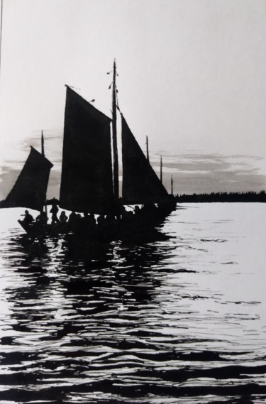 图画 标题为“The Sails / Паруса” 由Владимир Абаимов, 原创艺术品, 墨