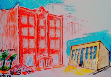 Peinture intitulée "La mere et hotels/…" par Slobodan Spasojevic (Spaki), Œuvre d'art originale, Pastel