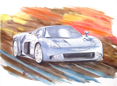 Aquarelle originale et unique, intitulée: Chrysler NE Peinture intitulée "Aquarelle originale…" par Isabelle Redonnet, Œuvre d'art originale, Aquarelle