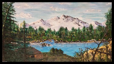 Peinture intitulée "La cabane à la mont…" par Bobraïs, Œuvre d'art originale, Acrylique