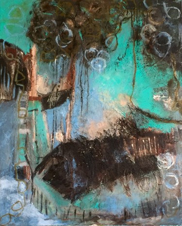 绘画 标题为“pacifique” 由Elisabeth Pierret, 原创艺术品, 丙烯 安装在木质担架架上