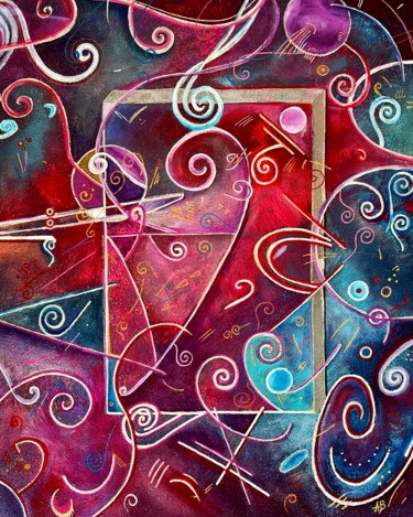 Pintura titulada "Abstrait au rectang…" por Anne Brigaud, Obra de arte original, Acrílico