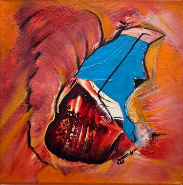Malerei mit dem Titel "Red Windows---2" von Carola Eleonore Thiele, Original-Kunstwerk, Öl Auf Holzplatte montiert