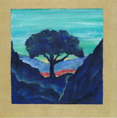 Painting titled "Veilleur VII" by Frédérique Rouquette, Original Artwork, Acrylic Mounted on Cardboard