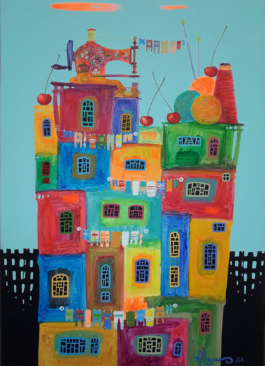 Childhood dreams-28 (50x70cm, oil painting, modern art) Pintura titulada "Childhood dreams-28…" por Abgar Khachatryan, Obra de arte original, Oleo Montado en Bastidor de camilla de…