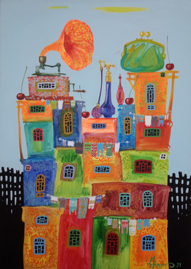 Childhood dreams-29 (50x70cm, oil painting, modern art) Pintura titulada "Childhood dreams-29…" por Abgar Khachatryan, Obra de arte original, Oleo Montado en Bastidor de camilla de…