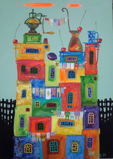Childhood dreams-30 (50x70cm, oil painting, modern art) Pintura titulada "Childhood dreams-30…" por Abgar Khachatryan, Obra de arte original, Oleo Montado en Bastidor de camilla de…