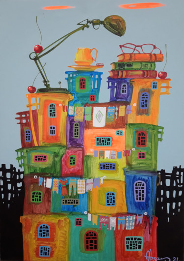 Childhood dreams-31 (50x70cm, oil painting, modern art) Pintura titulada "Childhood dreams-31…" por Abgar Khachatryan, Obra de arte original, Oleo Montado en Bastidor de camilla de…