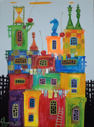 Childhood dreams-35 (30x40cm, oil painting, modern art) Pintura titulada "Childhood dreams-35…" por Abgar Khachatryan, Obra de arte original, Oleo Montado en Bastidor de camilla de…