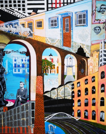 Barcelona Districts: Sant Andreu Painting titled "Barcelona Districts…" by Karlijn Surminski, Original Artwork, Acrylic