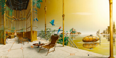 绘画 标题为“La halte - Vendu” 由Thierry Van Quickenborne, 原创艺术品, 油 安装在artwork_cat.上